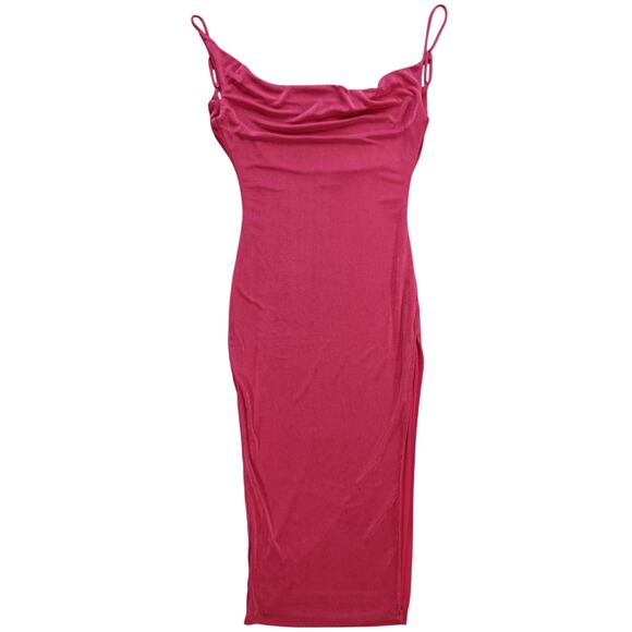 Blanc Clothing Cowl Neck Slip Midi Dress Pink Spaghetti Straps Size S - Picture 1 of 8